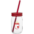 16 Oz. Red Mason Jar W/Color Lid